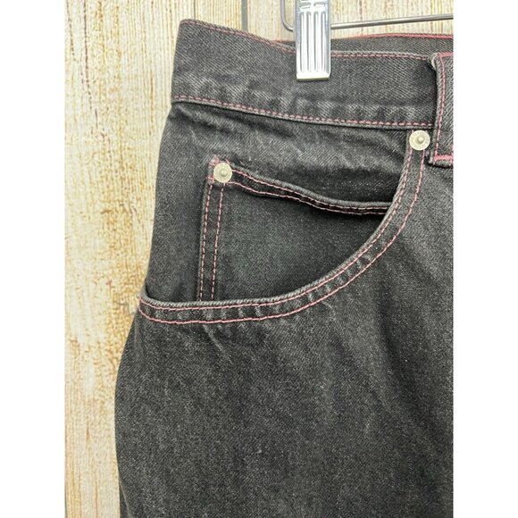 Vintage 90s Y2K Ombre Jeans Sz 16 Purple Black Wide Leg Jeans Fringe Hem Grunge - Picture 4 of 9